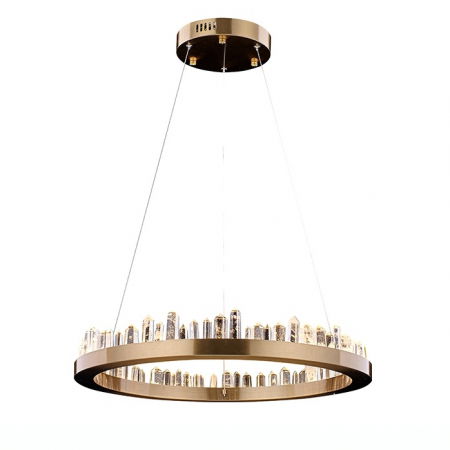 Lustre Dormitor - Lustra aurie rotunda design lux Anubis cu cristale sticla, 60x60 cm, MSE010100125 - King