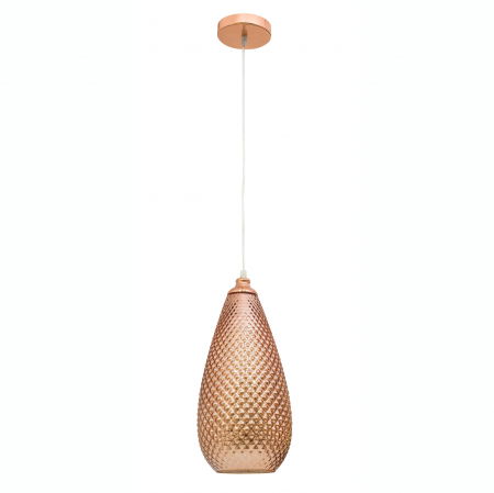 Lustre Dormitor - Lustra Boho forma conica Ø18 cm sticla auriu rose/crom forme geometrice, 8040402 - Novaluce