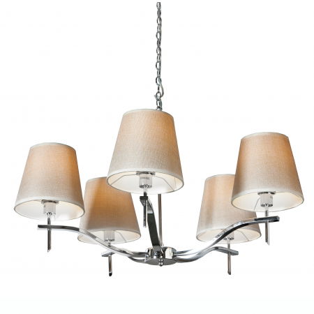 Lustre Dormitor - Lustra/candelabru cu 5/7 brate Pora 75/100 cm, abajur textil bej, detalii metal crom, AZ 0724 - Azzardo