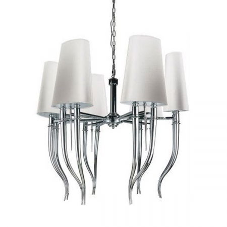 Lustre Dormitor - Lustra/candelabru cu 6 brate Ester 94x87 cm, abajur textil alb/negru, detalii metal crom, AZ 1389 - Azzardo