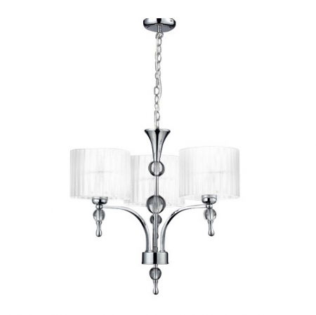 Lustra/candelabru cu suport metalic crom Louna 3/5/7 brate, abajur textil diverse culori, design modern, AZ 0500 - Azzardo [3]