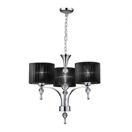 Lustra/candelabru cu suport metalic crom Louna 3/5/7 brate, abajur textil diverse culori, design modern, AZ 0500 - Azzardo [4]