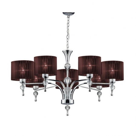 Lustra/candelabru cu suport metalic crom Louna 3/5/7 brate, abajur textil diverse culori, design modern, AZ 0500 - Azzardo [11]