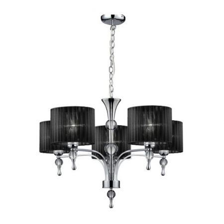 Lustra/candelabru cu suport metalic crom Louna 3/5/7 brate, abajur textil diverse culori, design modern, AZ 0500 - Azzardo [5]