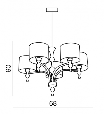Lustra/candelabru cu suport metalic crom Louna 3/5/7 brate, abajur textil diverse culori, design modern, AZ 0500 - Azzardo [6]