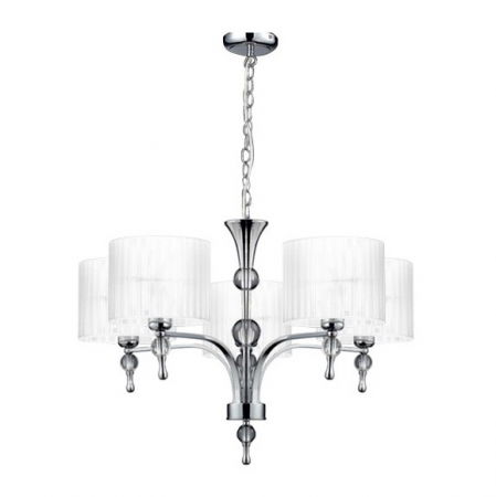 Lustra/candelabru cu suport metalic crom Louna 3/5/7 brate, abajur textil diverse culori, design modern, AZ 0500 - Azzardo [7]