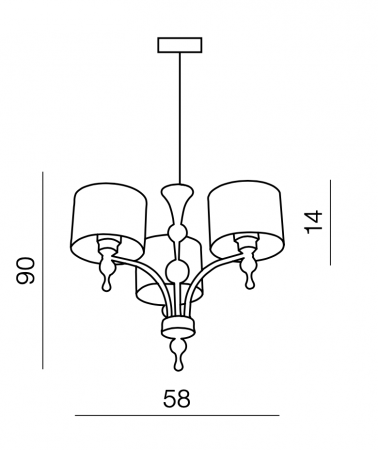 Lustra/candelabru cu suport metalic crom Louna 3/5/7 brate, abajur textil diverse culori, design modern, AZ 0500 - Azzardo [8]