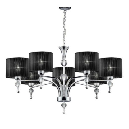 Lustra/candelabru cu suport metalic crom Louna 3/5/7 brate, abajur textil diverse culori, design modern, AZ 0500 - Azzardo [0]