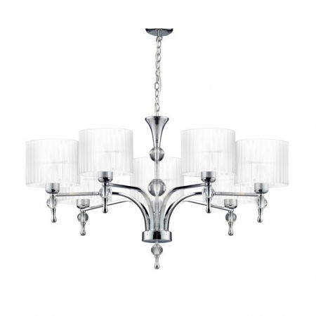 Lustra/candelabru cu suport metalic crom Louna 3/5/7 brate, abajur textil diverse culori, design modern, AZ 0500 - Azzardo [10]