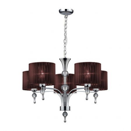 Lustra/candelabru cu suport metalic crom Louna 3/5/7 brate, abajur textil diverse culori, design modern, AZ 0500 - Azzardo [9]