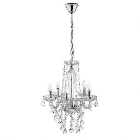 Lustre Dormitor - Lustra/candelabru lux crom cu cristale Bertra, cu 5/8 brate din metal cu sticla, 51231402 - Novaluce