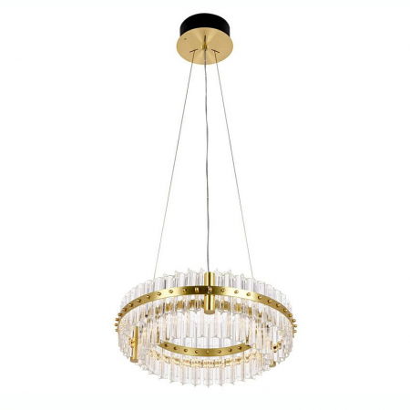 Lustre Dormitor - Lustra/candelabru rotund de lux cu cristale Juuso 47x47 cm, structura metalica aurie, MSE010100166 - King