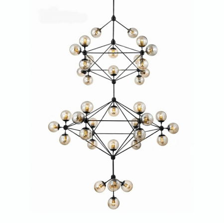 Lustre Dormitor - Lustra/candelabru design modern Planet 165x450 cm, 41 becuri, neagra, MD10230-41 - King