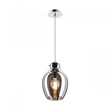 Lustre Dormitor - Lustra crom BRESSO tip pendul Ø 16,9 cm, sticla/metal, inaltime reglabila, 003064-011110 - Zumaline