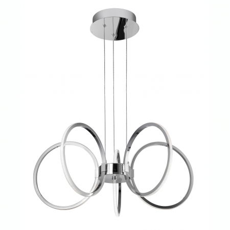 Lustre Dormitor - Lustra crom cu 5 inele LED Calisto 50 cm, design modern, 81008601 - Novaluce