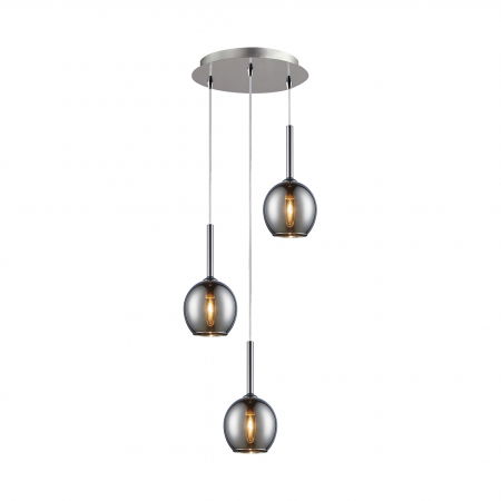 Lustre Dormitor - Lustra crom rotunda MONIC cu 3 pendule sferice Ø 34 cm, metal/sticla, 003064-003552 - Zumaline