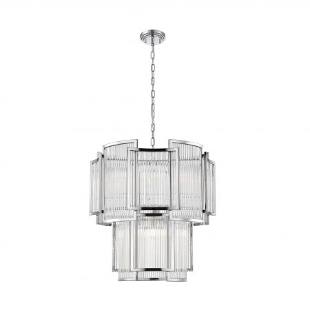 Lustre Dormitor - Lustra cromata pe lant design clasic SERGIO 56 cm metal / sticla, 003064-016786 - Zumaline