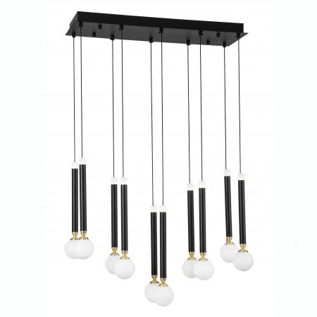 Lustre - Lustra cu 10 pendule LED Binay 70 cm negru cu auriu, design modern, 9157910 - Novaluce