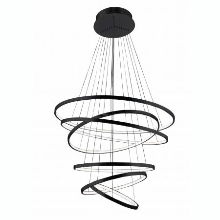 Lustre Dormitor - Lustra cu 6 inele LED dimabile Nava aurie/neagra/crom, inaltime reglabila, metal, AZ 2923 - Azzardo