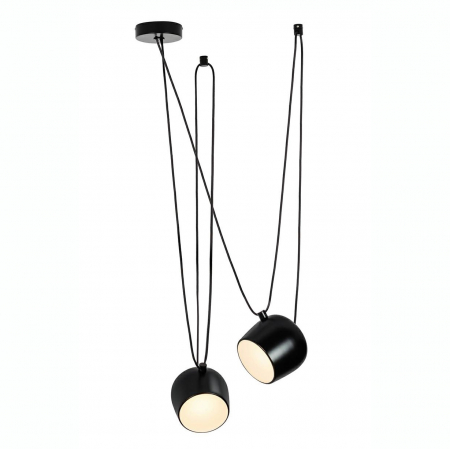 Lustre Dormitor - Lustra cu cablu atarnat design industrial Hang, 2 becuri LED, alba/neagra, MD20502-A-200.2 - King