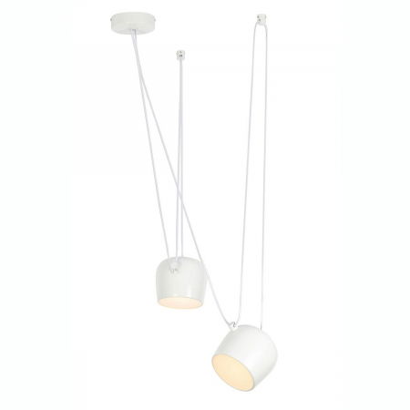 Lustre Dormitor - Lustra cu cablu atarnat design industrial Hang, 2 becuri LED, alba/neagra, MD20502-A-200.WH.2 - King