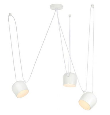 Lustre Dormitor - Lustra cu cablu atarnat design industrial Hang, 3 becuri LED, alba/neagra, MD20502-A-200.WH.3 - King
