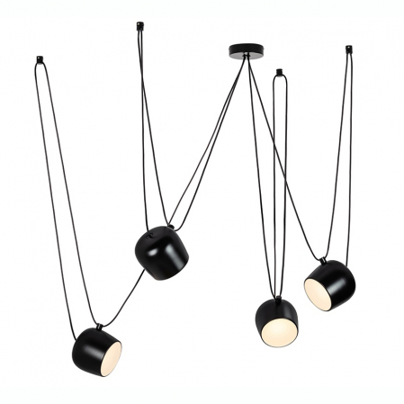 Lustre Dormitor - Lustra cu cablu atarnat design industrial Hang, 4 becuri LED, alba/neagra, MD20502-A-200.4 - King