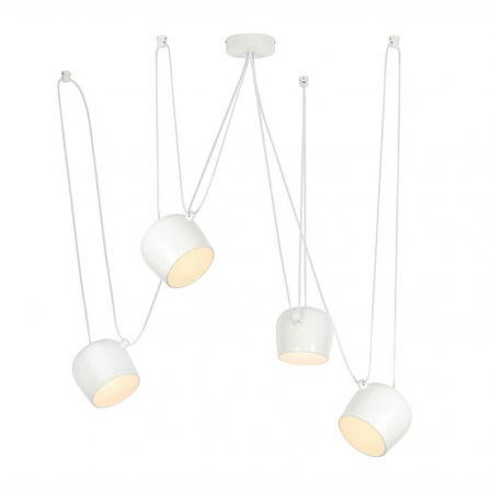 Lustre Dormitor - Lustra cu cablu atarnat design industrial Hang, 4 becuri LED, alba/neagra, MD20502-A-200.WH.4 - King