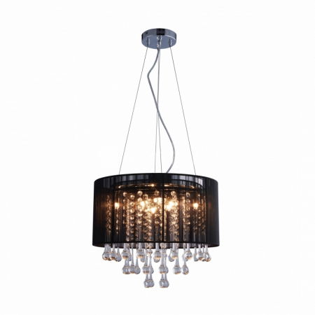 Lustre Dormitor - Lustra cu cristale neagra design modern VERONA 40 cm metal / sticla / stofa, 003064-009044 - Zumaline