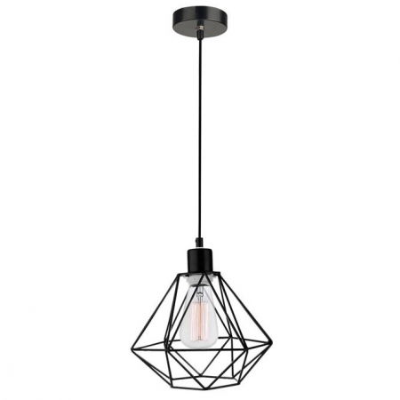 Lustre Dormitor - Lustra cupru/neagra tip pendul Ivana abajur geometric din tije metalice, Ø 20/35 cm, 673601 - Novaluce