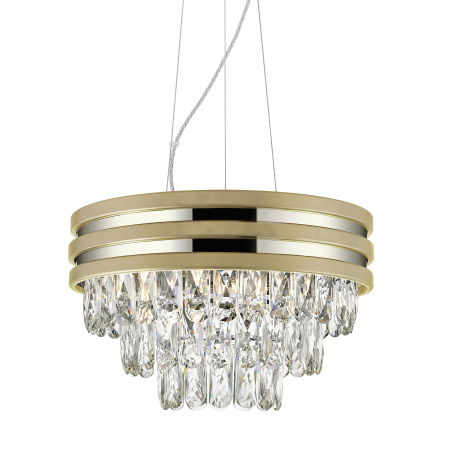 Lustre Dormitor - Lustra de lux glam aurie/argintie NAICA Ø38 cm cu cristale design modern, 003064-020103 - Zumaline