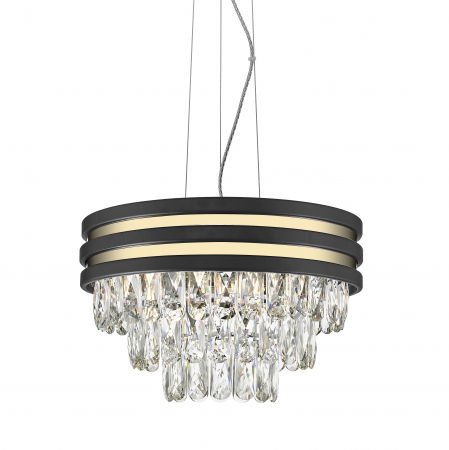 Lustre Dormitor - Lustra de lux glam auriu/negru NAICA Ø38 cm cu cristale design modern, 003064-020087 - Zumaline
