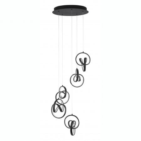 Lustre Dormitor - Lustra de lux neagra cu 5 pendule rasucite LED suspendate Damja 40x120 cm, lumina dimabila, 9104351 - Novaluce