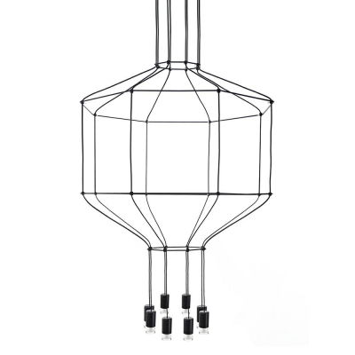 Lustre Dormitor - Lustra design industrial Fenton din cabluri negre, hexagon, 80x220 cm, 91908 - King