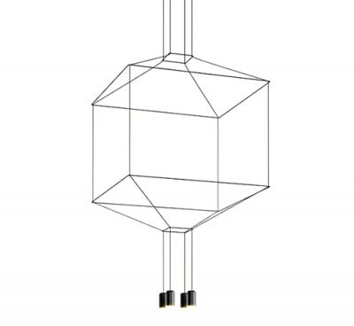 Lustre Dormitor - Lustra design industrial Frame Cube neagra 45x150 cm, 91906 - King