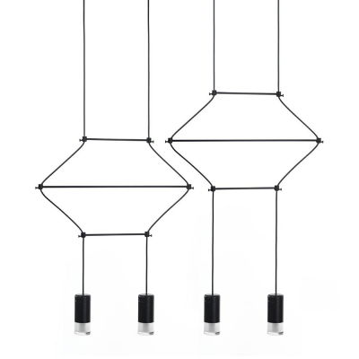 Lustre Dormitor - Lustra design industrial Frame II cu 4 becuri LED, cabluri, JD0032-4P - King