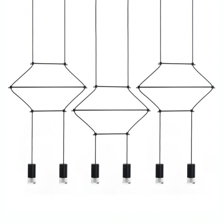 Lustre Dormitor - Lustra design industrial Frame III cu 6 becuri LED, cabluri, JD0032-6P - King