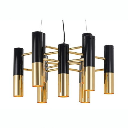 Lustre Dormitor - Lustra design lux Bara 60x60 cm, negru lucios/metal auriu, DW-d0035-13P - King