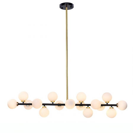 Lustre Dormitor - Lustra design lux Finna M 130 cm, structura metalica negru/auriu, 16 becuri LED, MSE010100117 - King