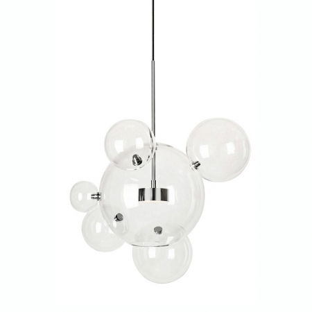 Lustre - Lustra aurie/argintie cu globuri sticla Bubble Premium 6, iluminare LED, design lux, XCP9148-1B.CHROM - King