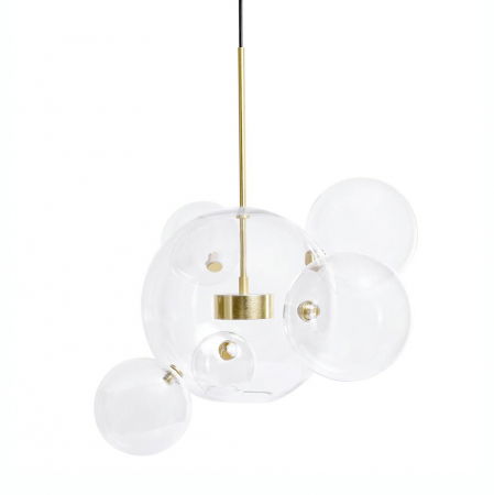 Lustre Dormitor - Lustra aurie/argintie cu globuri sticla Bubble Premium 6, iluminare LED, design lux, XCP9148-1B - King
