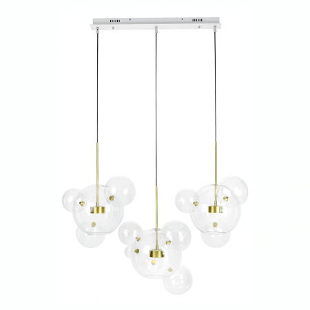 Lustre Dormitor - Lustra 3 brate globuri sticla Bubble Line 120 cm aurie/argintie/neagra, iluminare LED, design lux, XCP9148-3B - King