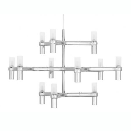 Lustre - Lustra design modern Oskar, 12 becuri, crom/negru/auriu, XCP9120-12 - King