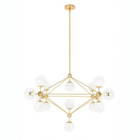 Lustre Dormitor - Lustra design modern Planet 142x173 cm, 15 becuri, neagra/aurie, MD10230G-15.BRASS - King