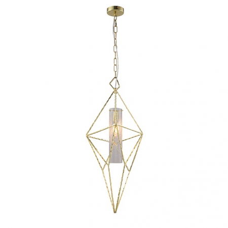 Lustre Dormitor - Lustra designer aurie metalica Pryderi, diverse dimensiuni, forma geometrica piramidala, MSE010100130 - King