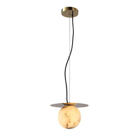 Lustre Dormitor - Lustra designer sferica extravaganta Elija II, abajur din alabastru/otel auriu, MSE010100142 - King