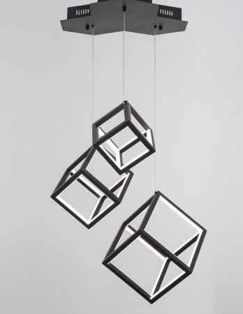 Lustra dimabila aurie/neagra LED 3 pendule forma cub Gerho 56 cm, design minimalist, 9818231 - Novaluce [2]