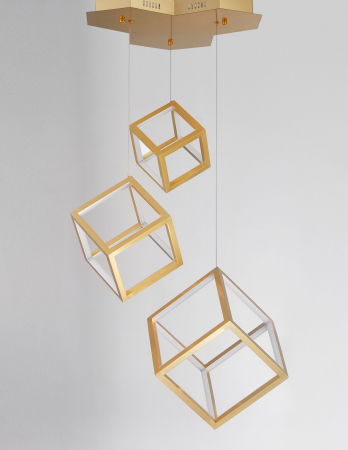 Lustra dimabila aurie/neagra LED 3 pendule forma cub Gerho 56 cm, design minimalist, 9818231 - Novaluce [14]