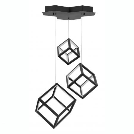 Lustra dimabila aurie/neagra LED 3 pendule forma cub Gerho 56 cm, design minimalist, 9818231 - Novaluce [0]