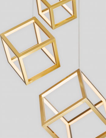 Lustra dimabila aurie/neagra LED 3 pendule forma cub Gerho 56 cm, design minimalist, 9818231 - Novaluce [13]